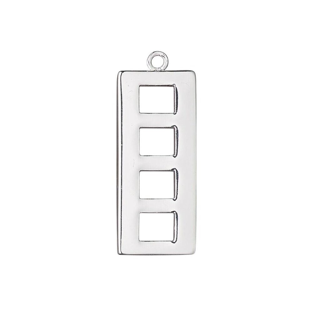 Silver Plated Brass Avant Garde Mid Century Style Cutout Rectangle Shape Pendant